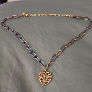 Alexa Rae Iridescent Heart Pendant Necklace